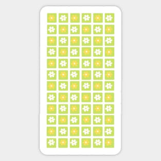 Green and Yellow Aesthetic Vintage Grid Flower Design iPhone Case & Cover Sticker